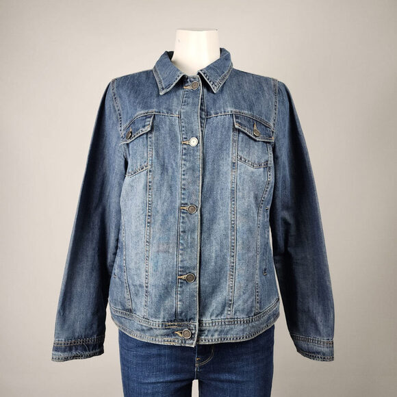FDJ Blue Cotton Denim Jacket Size L - Picture 1 of 9